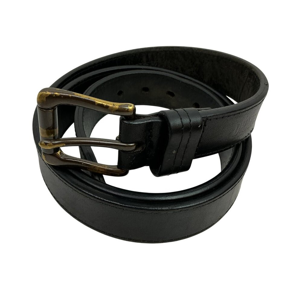 Duluth Trading Double Thick Lifetime Black Leather Belt Mens Heavy Duty Brass Bu